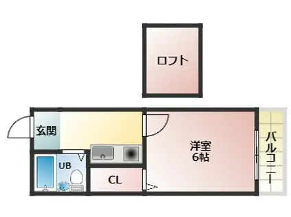 RX土師ノ里(1K/2階)の間取り写真