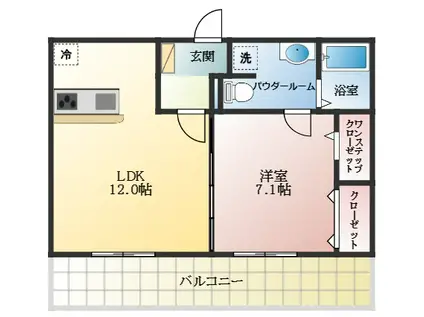 カンフリエ ウエスト(1LDK/2階)の間取り写真