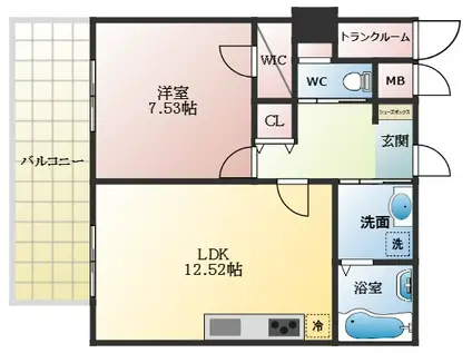 ヴェヌスタ藤井寺(1LDK/7階)の間取り写真