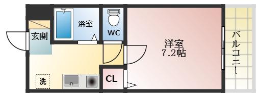 エイト富田林(1K/4階)の間取り写真