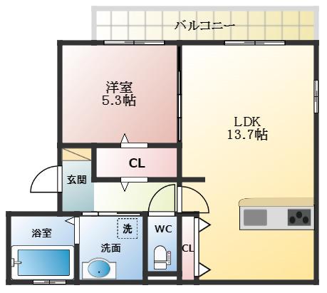 イーグル(1LDK/3階)の間取り写真