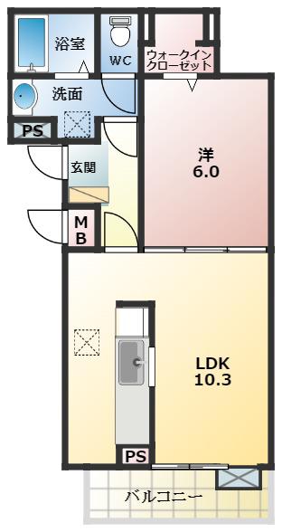 ブリーズ ガーデンⅡ(1LDK/1階)の間取り写真