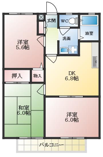 CREST HABIKINO(3DK/1階)の間取り写真