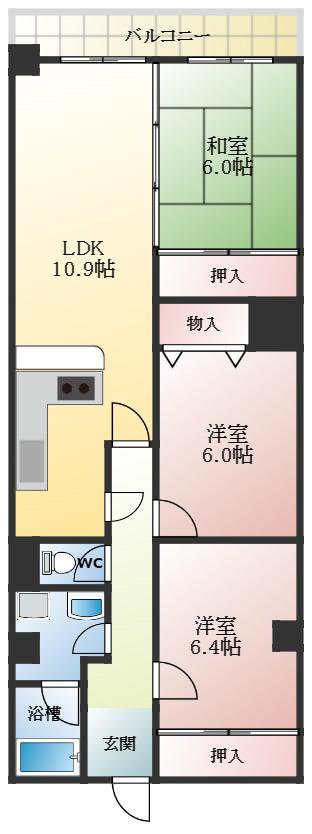 サンロード汐ノ宮(3LDK/2階)の間取り写真
