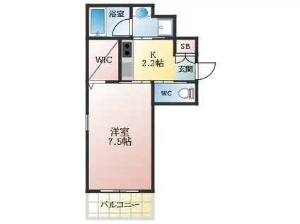 PILAR(1K/1階)の間取り写真