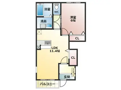 ミネルヴァ(1LDK/1階)の間取り写真