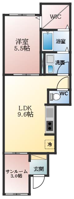プラシード(1LDK/1階)の間取り写真