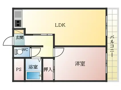 パリーサハウス福田(1LDK/3階)の間取り写真