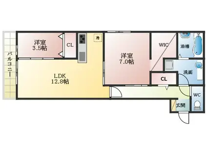 ラ・フォレ(2LDK/3階)の間取り写真