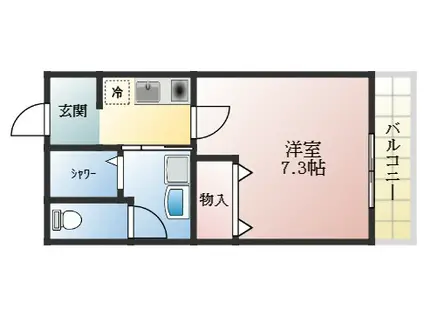 グロースコート恵我之荘(1K/3階)の間取り写真