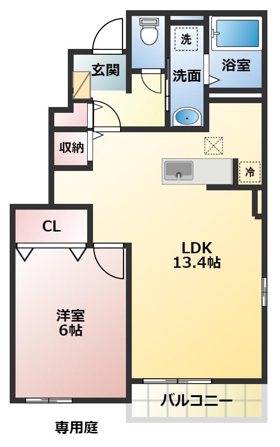 シェーン ホーフ(1LDK/1階)の間取り写真