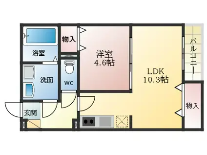 ALEGLIA藤井寺(1LDK/3階)の間取り写真