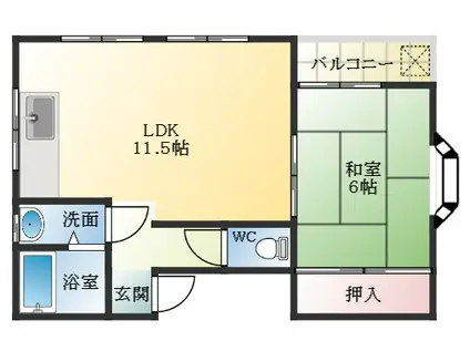 セントヒル藤井寺(1LDK/2階)の間取り写真