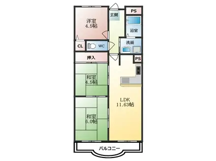 グランドール(3LDK/3階)の間取り写真