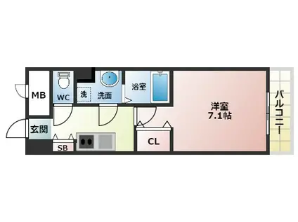 シェモア藤井寺駅前(1K/4階)の間取り写真