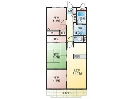 マーベラスコート(3LDK/2階)の間取り写真