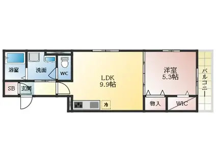 バレンシアGT(1LDK/3階)の間取り写真