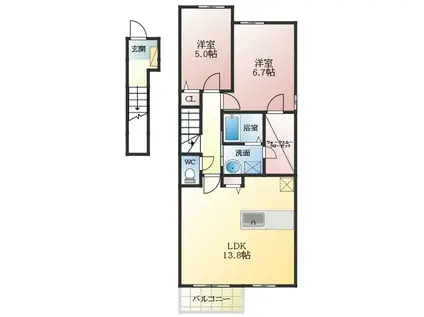 ルミウスⅡ(2LDK/2階)の間取り写真