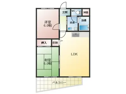サンルミエール(2LDK/2階)の間取り写真