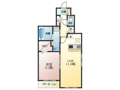 スペチアーレ トレ(1LDK/1階)の間取り写真