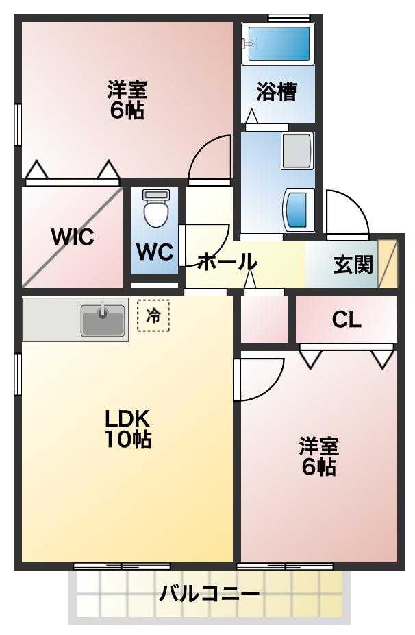 シャルマンコートD棟(2LDK/1階)の間取り写真