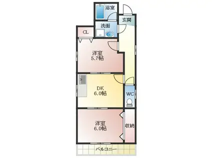 メゾン・ド・リーブ(2DK/3階)の間取り写真