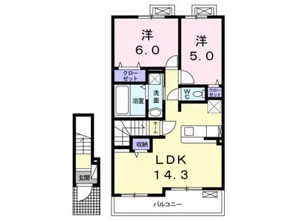 ストロベリーハイツ(2LDK/2階)の間取り写真