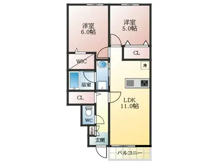 ガーデンホーム青葉丘(2LDK/1階)の間取り写真