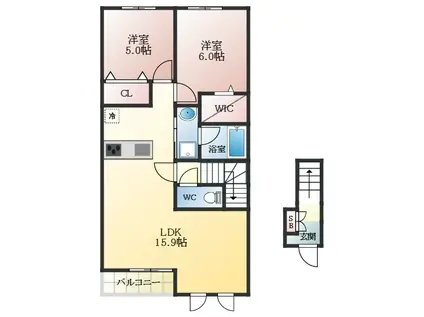 ガーデンホーム青葉丘(2LDK/2階)の間取り写真