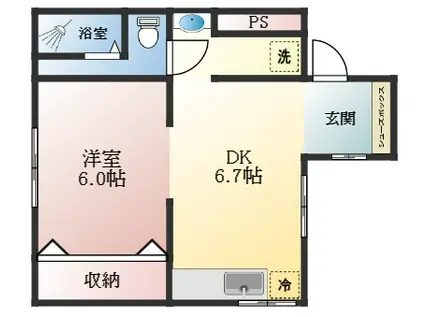 オレンジマンション(1DK/3階)の間取り写真