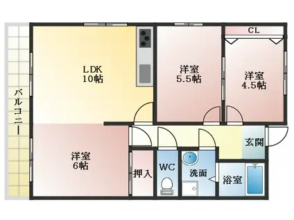 サウスビレッジ(3LDK/3階)の間取り写真