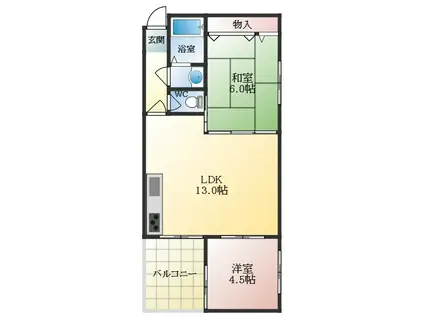 ハイツ梶本(2LDK/2階)の間取り写真