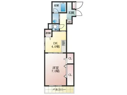 パスサイド21(1DK/2階)の間取り写真