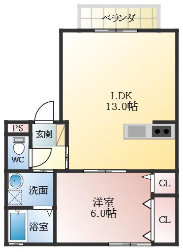 ハイムガドーレ(1LDK/1階)の間取り写真