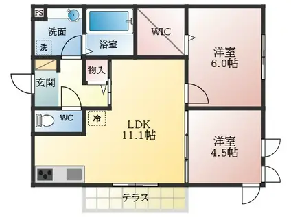 レオガーデン(2LDK/2階)の間取り写真