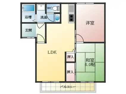 UNOハイツ(2LDK/2階)の間取り写真