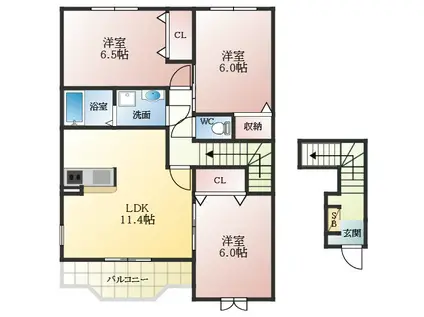 エスポワール2番館(3LDK/2階)の間取り写真
