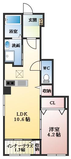 WINDSⅡ(1LDK/1階)の間取り写真