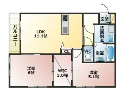 グランフィールド(2LDK/2階)の間取り写真