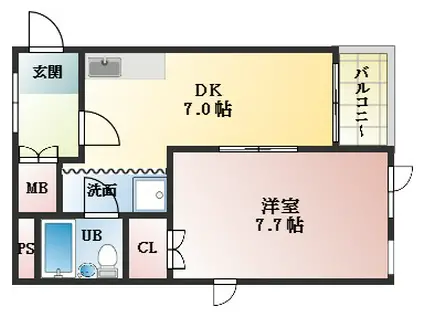 グリーンハイツ佐野(1DK/3階)の間取り写真