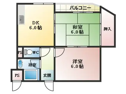 YS COURT(2DK/2階)の間取り写真