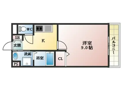 ステラウッド道明寺1(1K/2階)の間取り写真