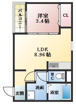 FSTYLE藤井寺西古室(1LDK/2階)の間取り写真
