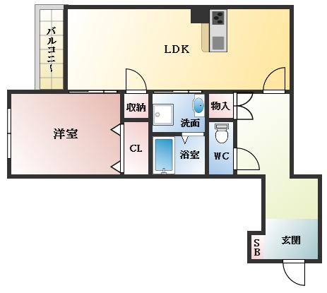 シャーメゾンアルル(1LDK/1階)の間取り写真