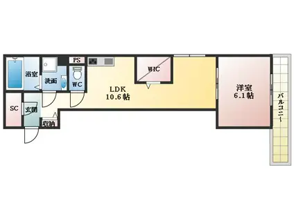 コルヌコピア(1LDK/1階)の間取り写真