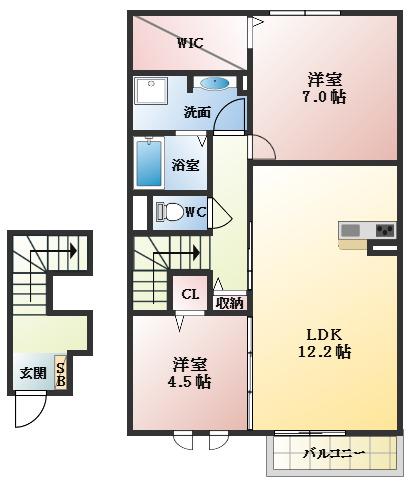 ヴィスタリアオスト(2LDK/2階)の間取り写真