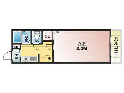 サウスコートK1(1K/2階)の間取り写真