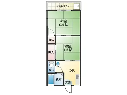 富田林ハイツ(2DK/1階)の間取り写真