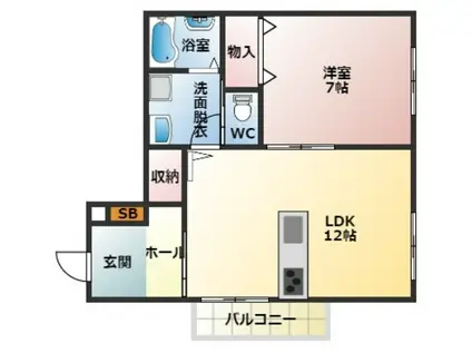 PLENUS恵我之荘(1LDK/1階)の間取り写真