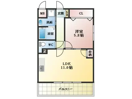 グランディール(1LDK/1階)の間取り写真